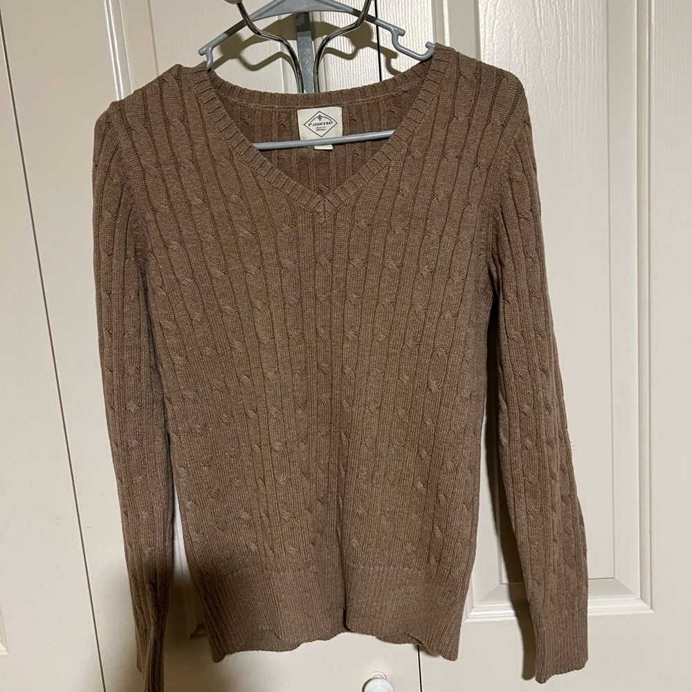 St. John's Bay V-Neck Cable Knit Sweater - Tan